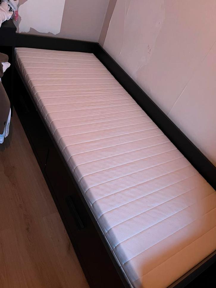 Complete Ikea Billy Kamer - Zwart, Huis en Inrichting, Slaapkamer | Bedden, Gebruikt, Eenpersoons, 90 cm, 200 cm, Hout, Zwart
