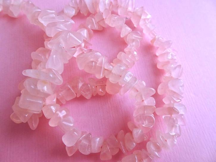 jwg Vintage 70s rozenkwarts steen stenen kralen ketting roze, Sieraden, Tassen en Uiterlijk, Antieke sieraden, Ketting, Overige materialen