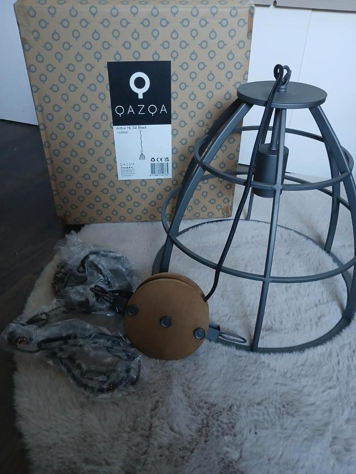 QAZQA Arthur HL 14 Zwart Hanglamp, Huis en Inrichting, Lampen | Hanglampen, Nieuw, Minder dan 50 cm, Metaal, Ophalen of Verzenden