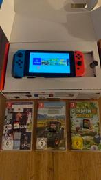 Nintendo Switch V2 en 3 games, Spelcomputers en Games, Spelcomputers | Nintendo Switch, Ophalen, Zo goed als nieuw, Met 2 controllers