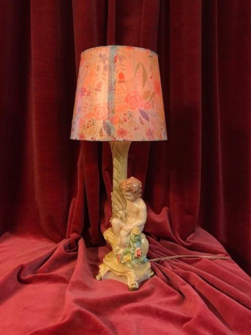 Rococo lamp mét jaren '50 bloemenkap - hoogte 45 cm, Huis en Inrichting, Lampen | Losse lampen, Ophalen of Verzenden