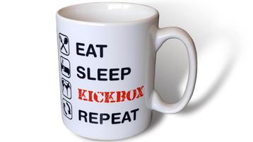Koffie Mok | Eat Sleep Kickbox Repeat |   beschikbaar voor biedingen