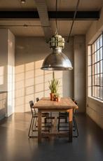Industriële Hanglamp - Vintage Fabriekslamp, Ophalen of Verzenden, Gebruikt, Metaal, 50 tot 75 cm