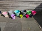 Vrolijke Bloempotten, 10 stuks, Ophalen, Kunststof, Gebruikt, Rond