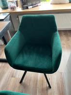 4 draaistoelen groen fluweel Goossens 2jr oud, Ophalen, Landelijk modern industrieel, Overige kleuren, Zo goed als nieuw