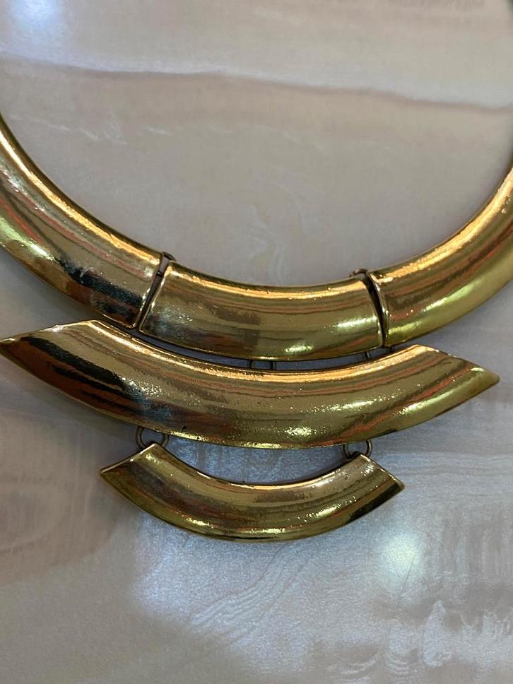 Goudkleurig statement Ketting, Sieraden, Tassen en Uiterlijk, Kettingen, Zo goed als nieuw, Overige materialen, Goud, Met hanger