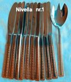 Nivella bestek relief gouden versieringen edelstaal rostfrei, Ophalen of Verzenden, Zo goed als nieuw, Rvs of Chroom