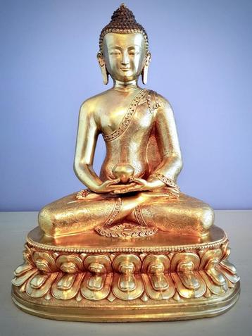 TOPSTUK AMITABHA BOEDDHA BEELD 24K VERGULD NEPAL 29 CM beschikbaar voor biedingen