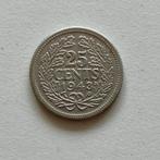 25 cent 1943 PP Palmboom zilver, Verzenden, Koningin Wilhelmina, 25 cent, Zilver