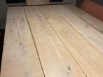Houten Eettafel met Metalen Onderstel industrieel, Ophalen, Gebruikt, 100 tot 150 cm, Eikenhout
