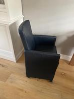 6x zwarte leren eetkamerstoelen, Huis en Inrichting, Ophalen, Gebruikt, Zwart, Leer