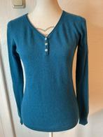 Tissaia, mooie petrol cashmere trui, Maat 38/40 (M), Overige kleuren, Ophalen of Verzenden, Zo goed als nieuw