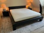 Goossens Fjord Bedframe + Dwarsbalkenset + Matras, Ophalen, Tweepersoons, Zo goed als nieuw, Bedbodem