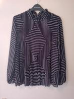 Uniek print super mooi plisse blouse, M Italy, Verzenden, Zo goed als nieuw, Maat 38/40 (M), Zwart