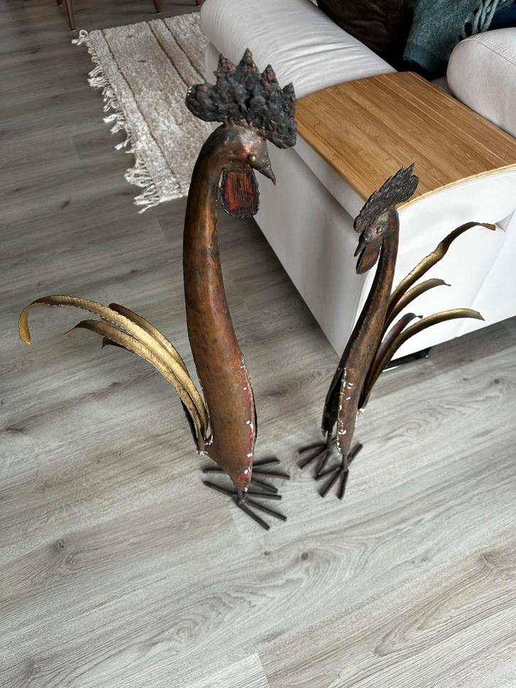 Koperen Hanen/Kippen Beelden Set, Antiek en Kunst, Antiek | Koper en Brons, Koper, Ophalen