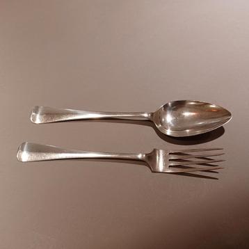 zilveren vork en lepel Haags Lofje 1960 beschikbaar voor biedingen