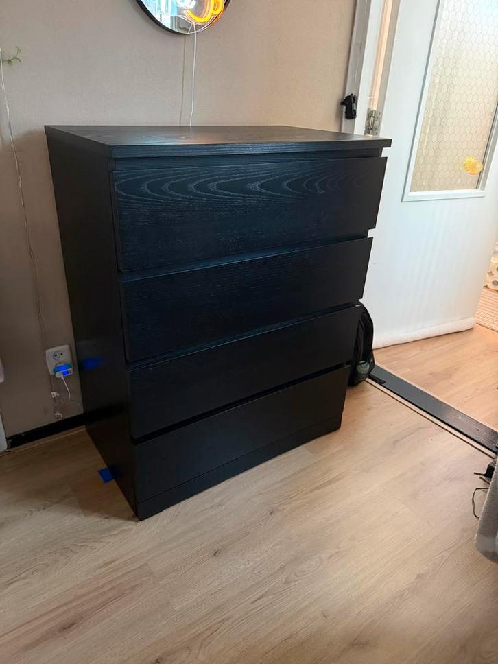 IKEA Malm ladekast - Zwart, Huis en Inrichting, Kasten | Dressoirs, Gebruikt, 50 tot 100 cm, 25 tot 50 cm, Met lade(s), Kunststof