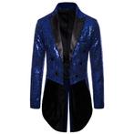 Heren lang blauw glitter colbert mannen blauwe blazer jas, Kleding | Heren, Verzenden, Nieuw, Overige maten, Blauw