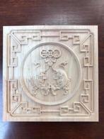 Chinees houtsnijwerk ornament met een koi karper erop, Antiek en Kunst, Ophalen of Verzenden