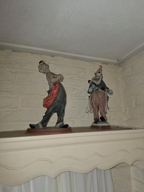 Vintage Clown Beeldjes - Set van Twee, Antiek en Kunst, Kunst | Beelden en Houtsnijwerken, Ophalen of Verzenden