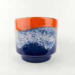 Vintage West-Duitse fat lava bloempot 17 cm h. blauw orange, Antiek en Kunst, Ophalen of Verzenden