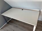 Sterk mooi wit bureau (160x80 cm) in hoogte verstelbaar, Ophalen, In hoogte verstelbaar, Gebruikt, Bureau