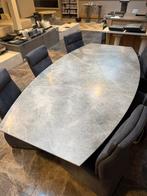 Eettafel marmer met stalen onderstel, Ophalen, Overige materialen, 100 tot 150 cm, Vijf personen of meer