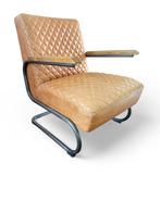 Cognac Leren Fauteuil Vintage Stijl, Gebruikt, Minder dan 75 cm, Leer, Ophalen of Verzenden