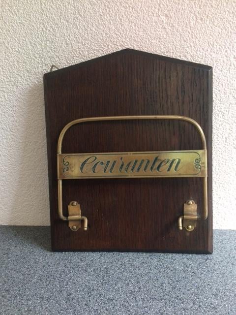 art deco eiken+messing  "couranten" hanger jaren 20/30, Antiek en Kunst, Ophalen of Verzenden