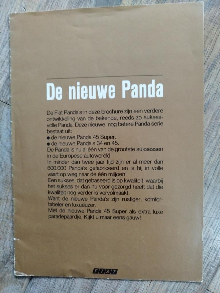 Fiat Panda brochure uit 1984, Ophalen of Verzenden, Zo goed als nieuw, Fiat