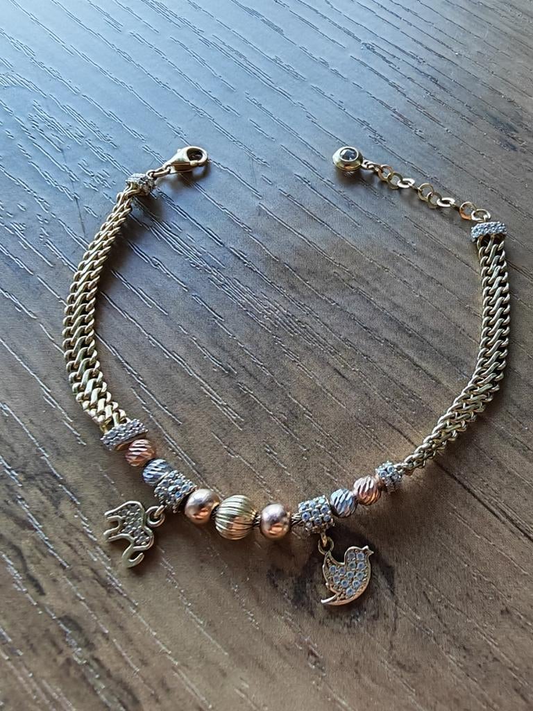 Prachtige gouden armband in Pandora-stijl- 585 goud, Sieraden, Tassen en Uiterlijk, Armbanden, Ophalen, Zo goed als nieuw, Goud