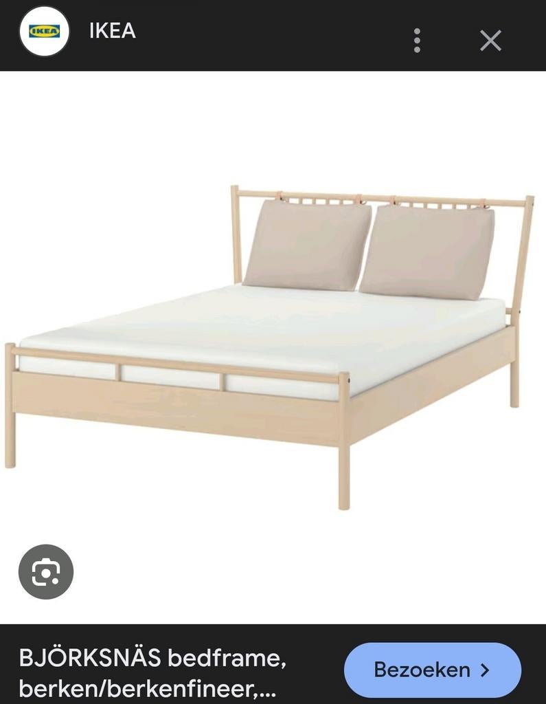 Ikea Bjorksnas 2 persoons bed, Huis en Inrichting, Ophalen, Beige, Tweepersoons, 140 cm