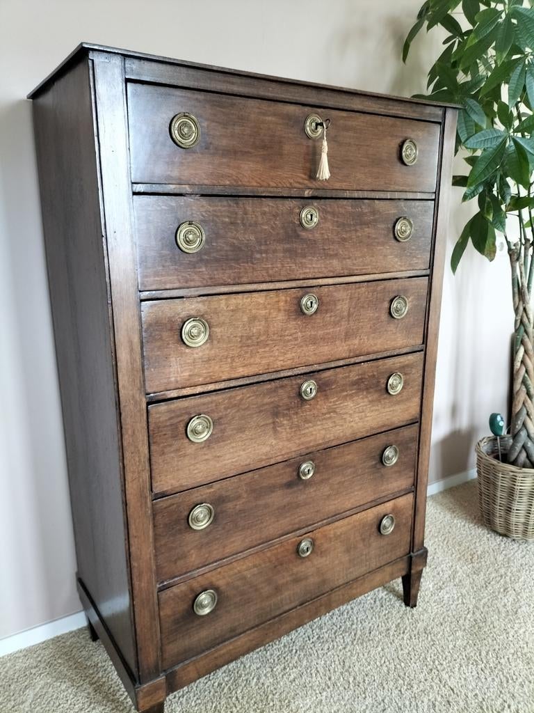 Houten 6 ladenkast, maten zie foto' s. Veel opbergruimte!, 5 laden of meer, Ophalen, 25 tot 50 cm, Minder dan 100 cm