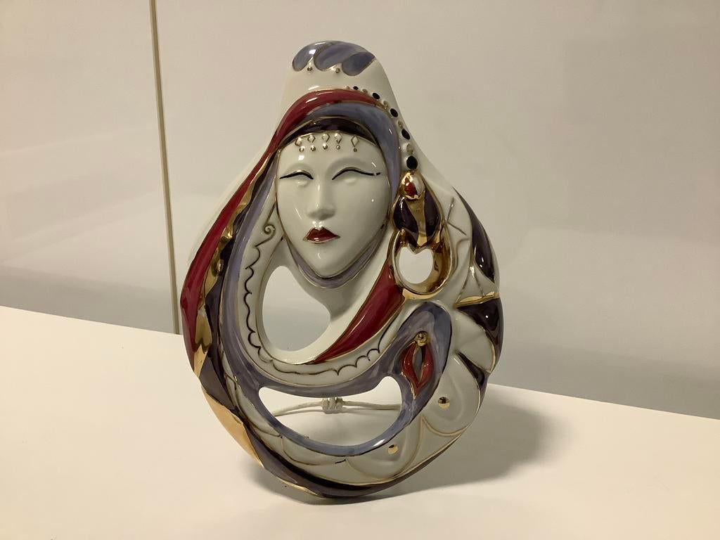 Galos Beeld gezicht Spanje porselein goud platina decoratief, Ophalen of Verzenden