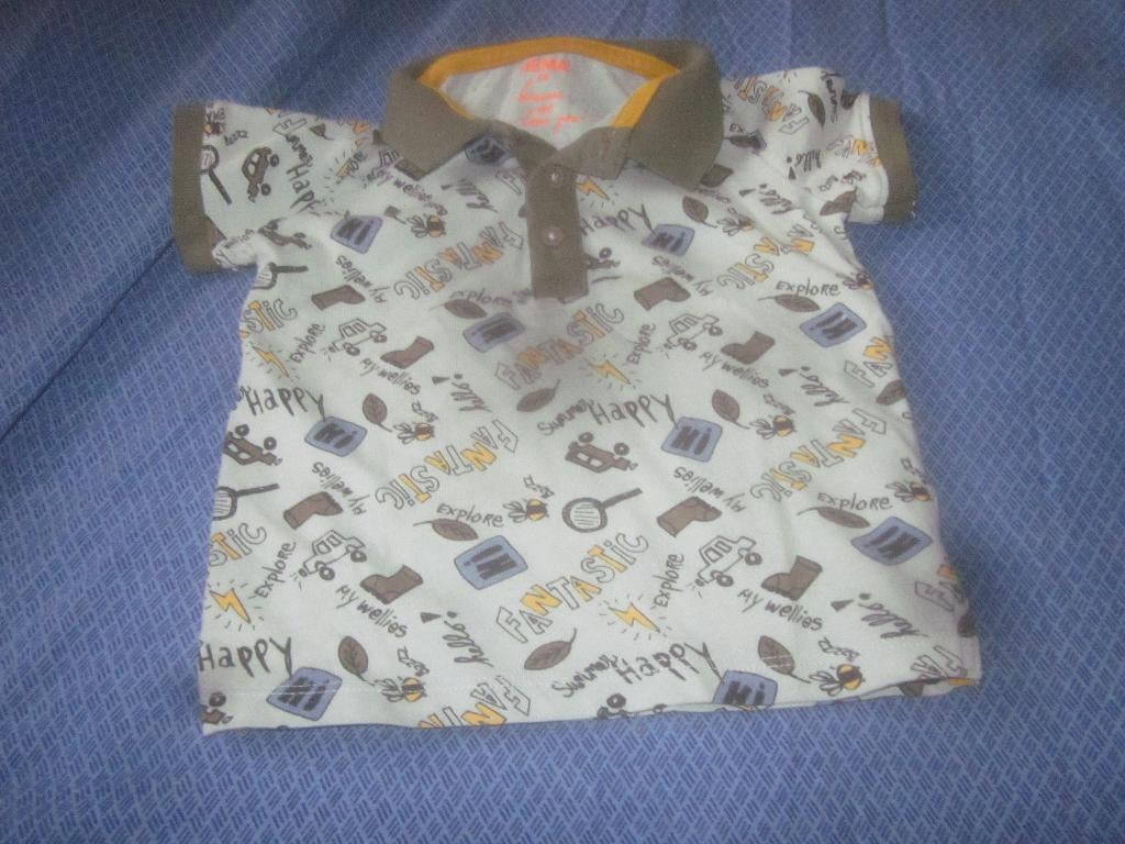 Nw blauwtinten/olijf/oker/zwart shirtje polokraagje Hema 74, Nieuw, Ophalen of Verzenden, Hema, Jongetje