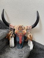 Bizon schedel met indiaan afbeelding en veren, Ophalen of Verzenden