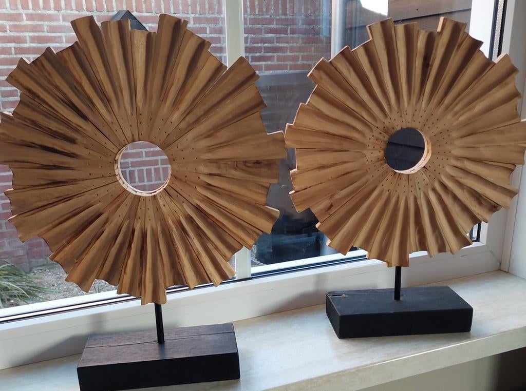 2x natuurlijke houten raan decoratie, Huis en Inrichting, Woonaccessoires | Kransen, Ophalen of Verzenden