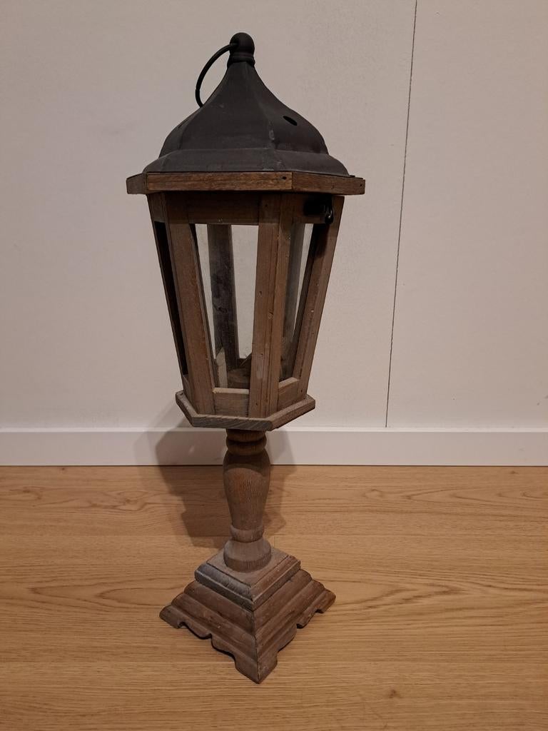Decoratieve houten lantaarn - Sfeervolle verlichting, Ophalen of Verzenden
