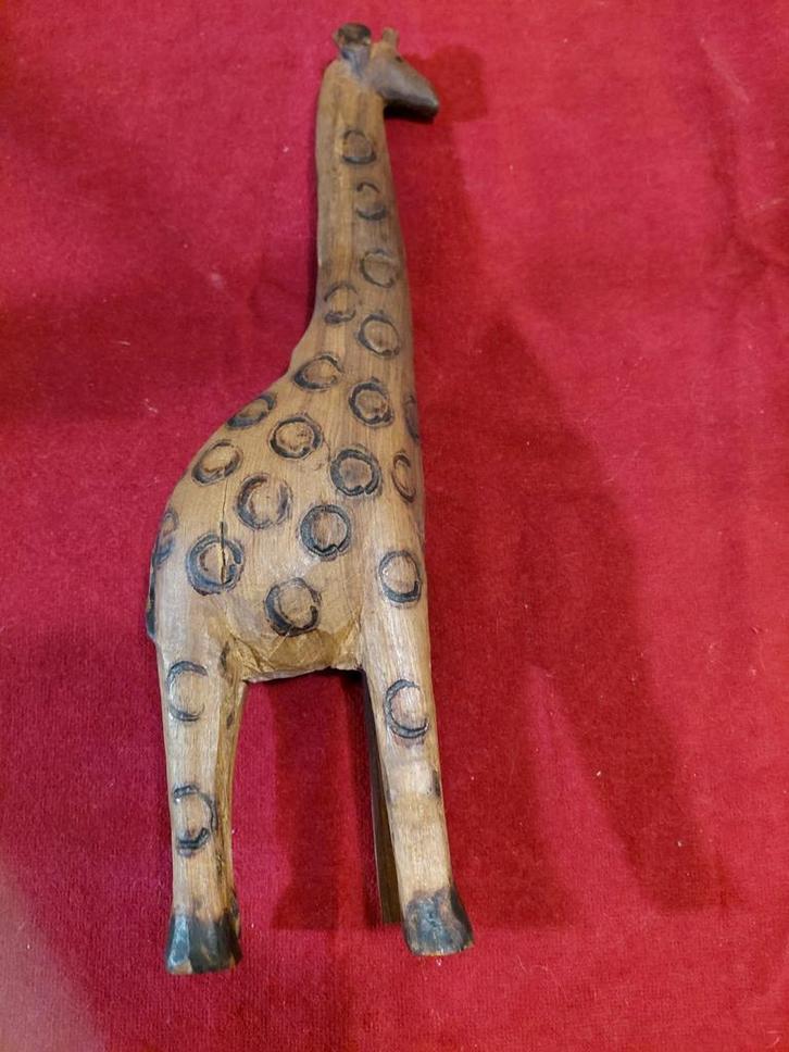 Houten Giraffe Beeldje - Handgesneden Decoratie, Antiek en Kunst, Kunst | Beelden en Houtsnijwerken, Ophalen of Verzenden