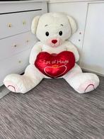 Grote witte teddybeer met rood hart, Ophalen, Beer, Nieuw, Met kleding of accessoire