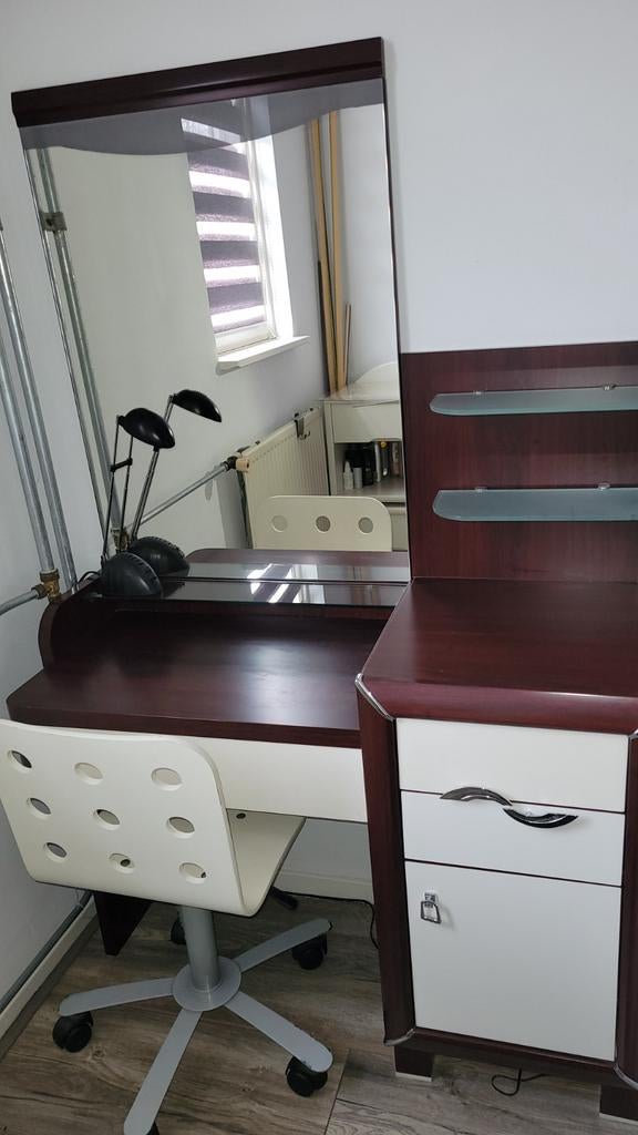 Kaptafel met spiegel en lades, Ophalen of Verzenden