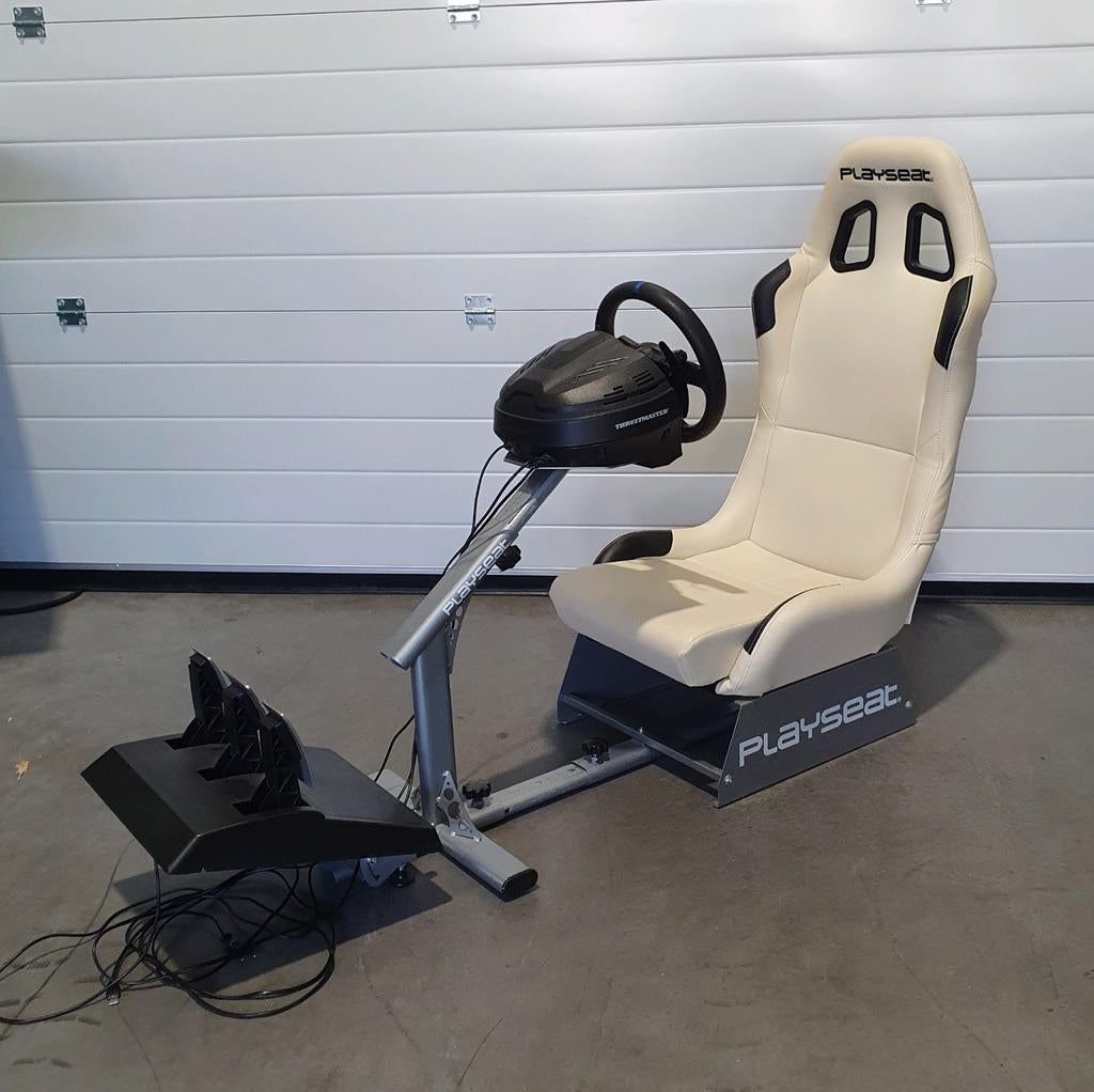 Playseat wit leer + Thrustmaster T300 RS GT, Ophalen, Info@xxlracing.nl, Refurbished, Playseat  / Thrustmaster