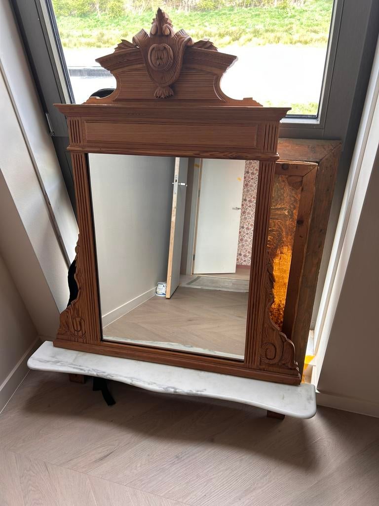 Spiegel met marmeren randje, Ophalen, Rechthoekig