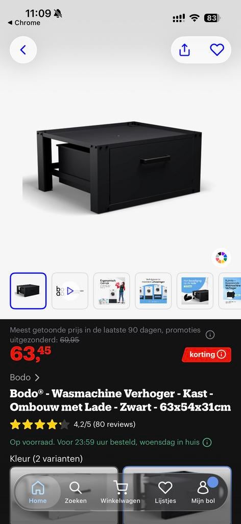 Wasmachine verhoger zwart met lade, Witgoed en Apparatuur, Ophalen of Verzenden, Zo goed als nieuw