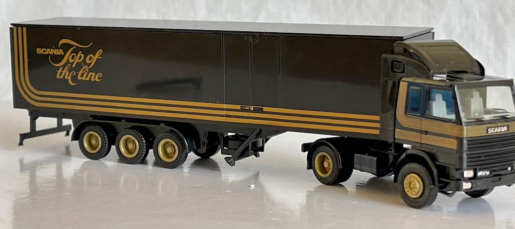 Herpa: Scania 142M V8 met oplegger „Scania Top of the line", Ophalen of Verzenden, Zo goed als nieuw, Bus of Vrachtwagen, Herpa