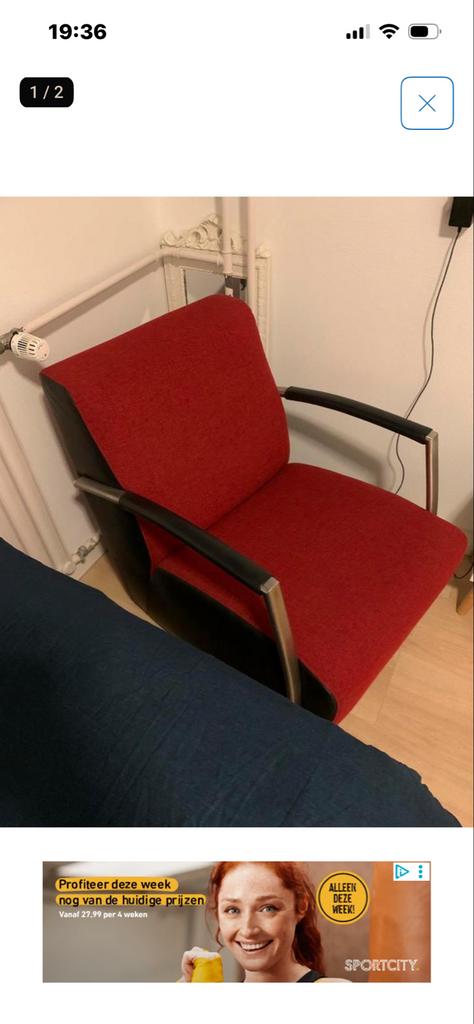 Rode stoel met metalen frame montel sue, Ophalen, Gebruikt, Metaal, 50 tot 75 cm