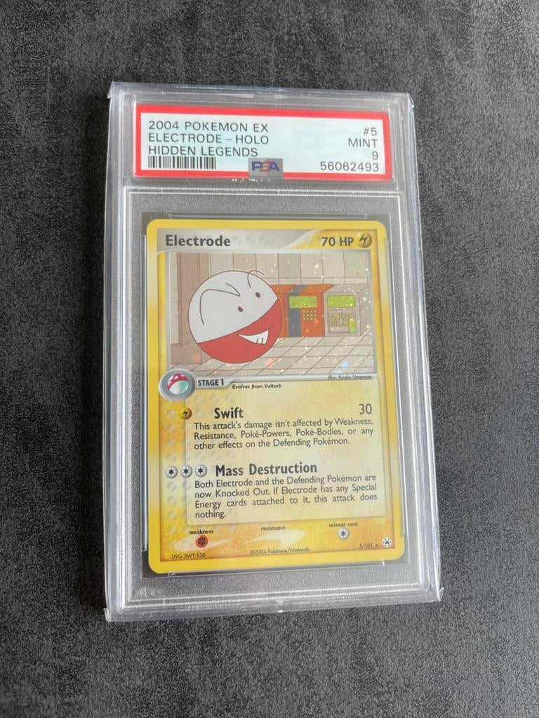Electrode Holo Hidden Legends PSA 9, Ophalen of Verzenden, Zo goed als nieuw, Losse kaart, Foil