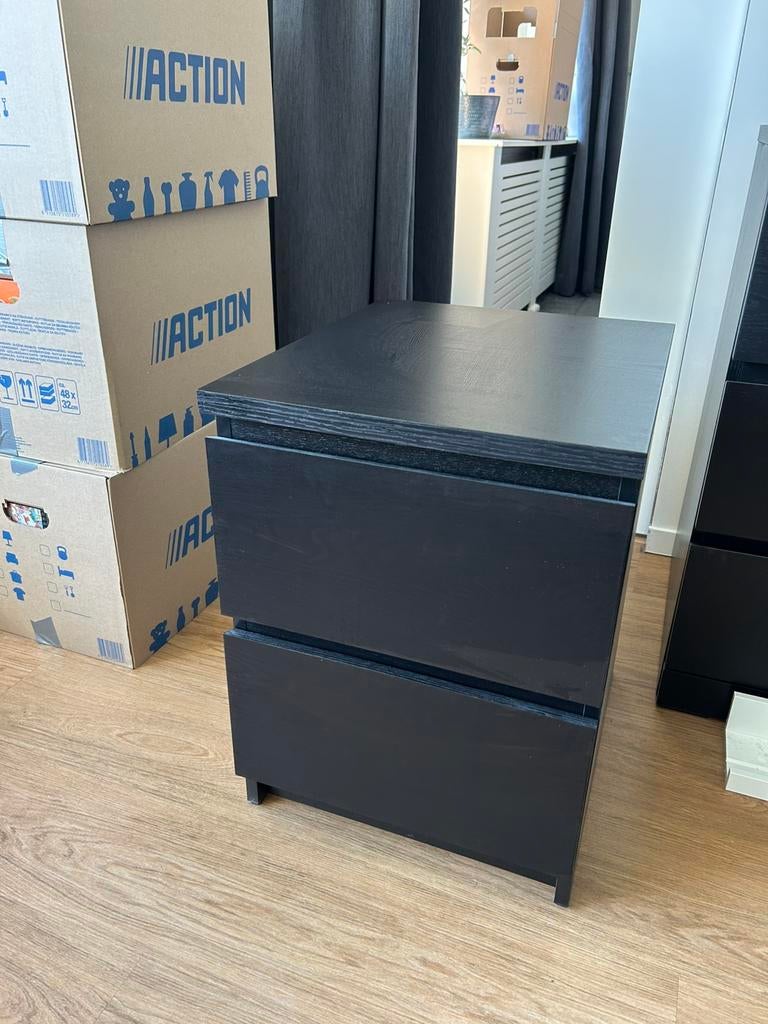 Ikea nachtkastjes Malm (2 keer), Ophalen, Zo goed als nieuw, Minder dan 45 cm