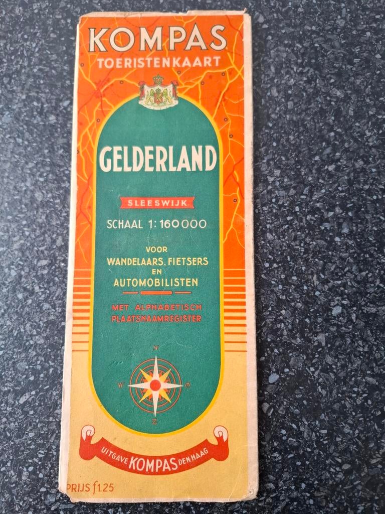 Gelderland f1,25, Boeken, Atlassen en Landkaarten, Gelezen, Ophalen of Verzenden, Landkaart, 1800 tot 2000