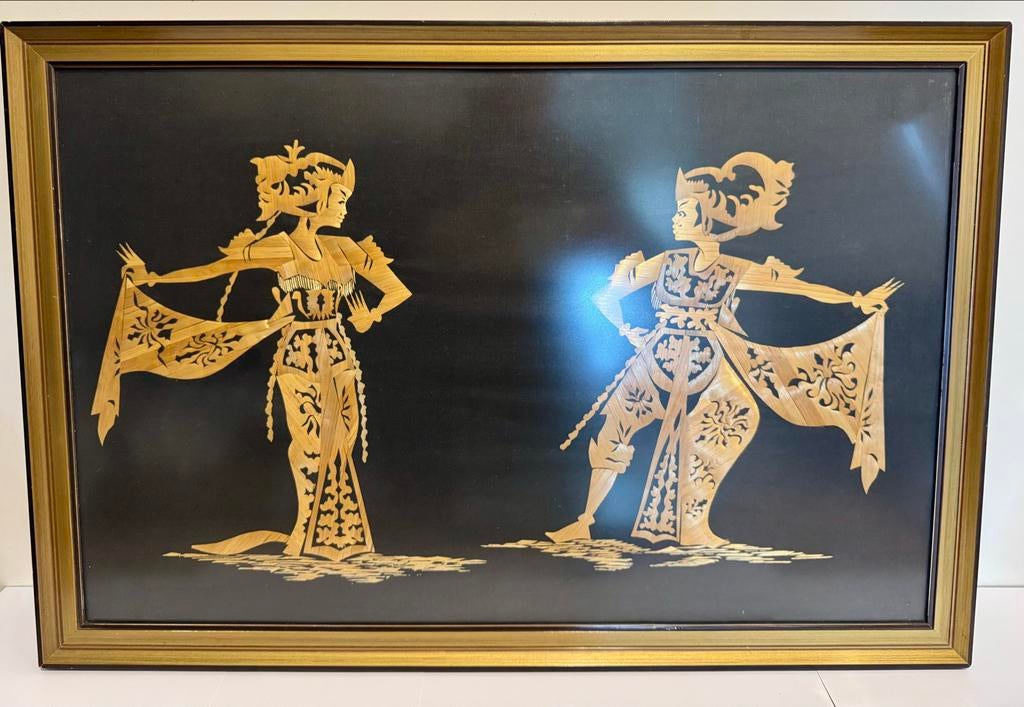 Balinees wandpaneel - bamboe figuren, Ophalen